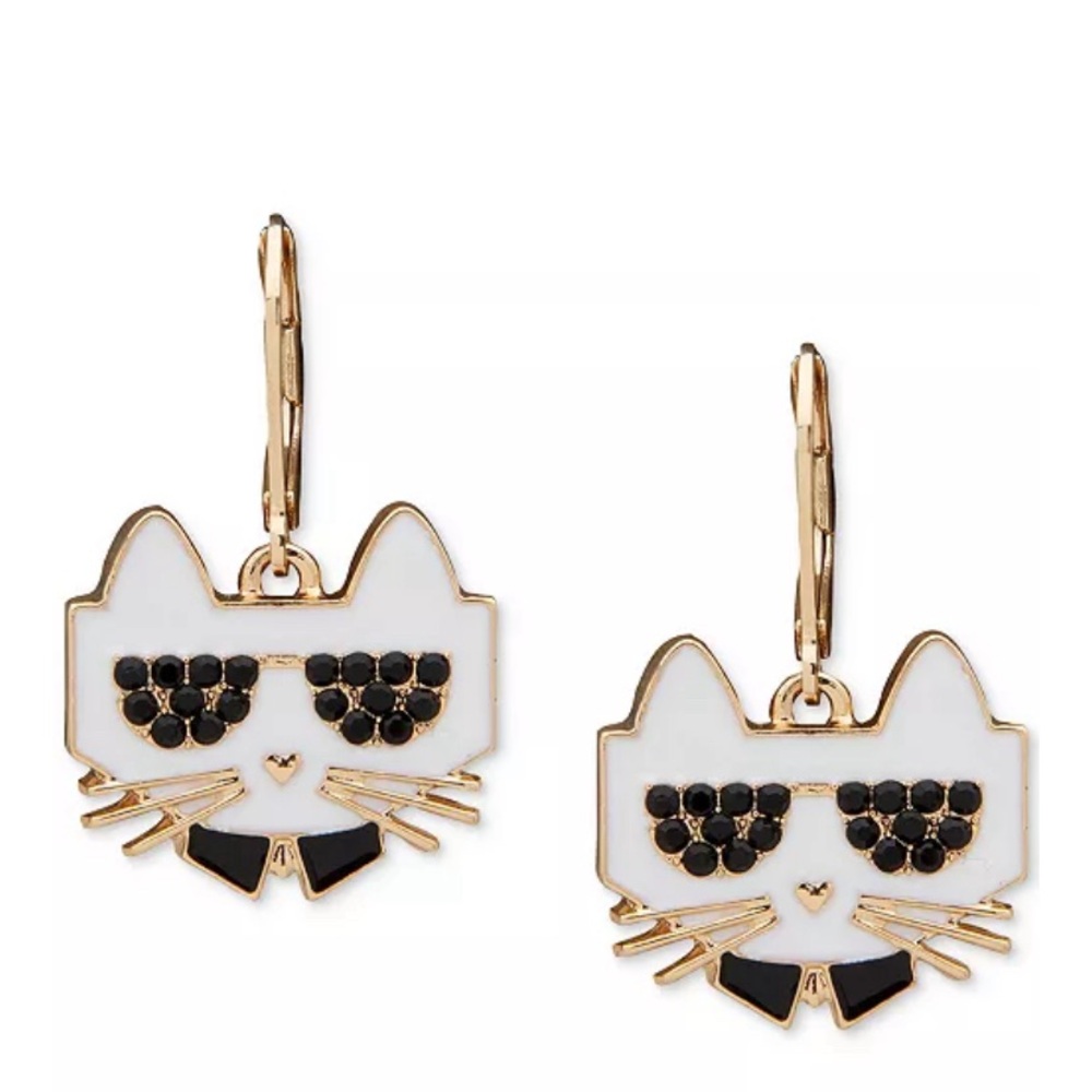KARL LAGERFELD PARIS
Gold-Tone Color Pavé Choupette Drop Earrings retail: $45 - Picture 6 of 6